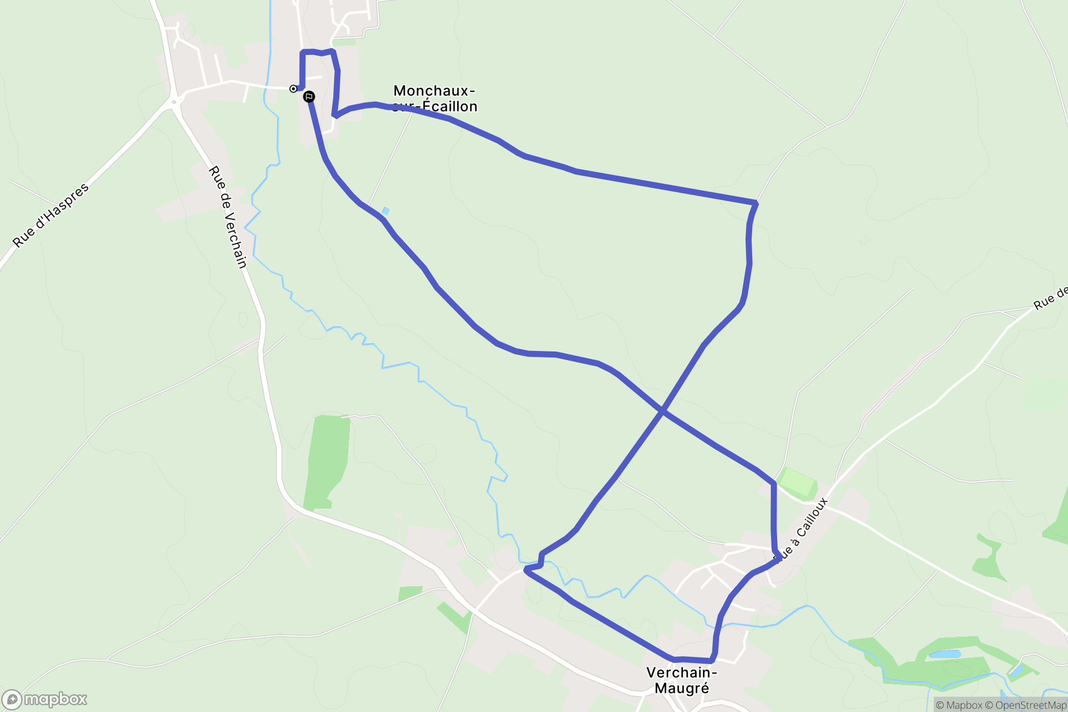 Monchaux-sur-Écaillon : carte du parcours de randonnée - France