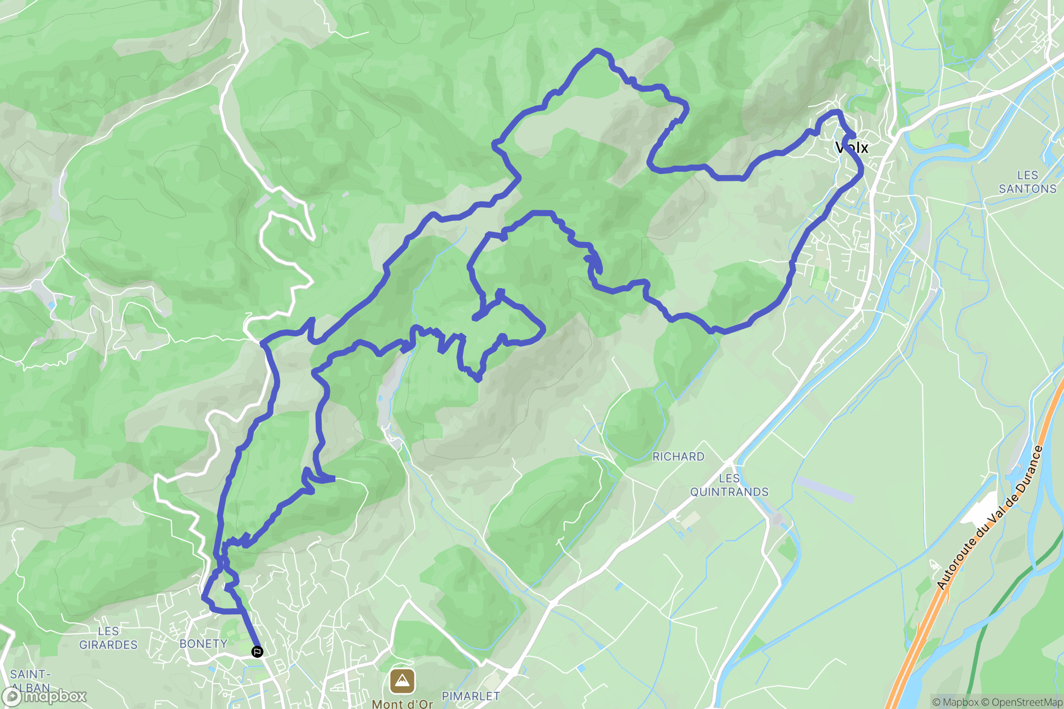 Manosque : carte du parcours de randonnée - France