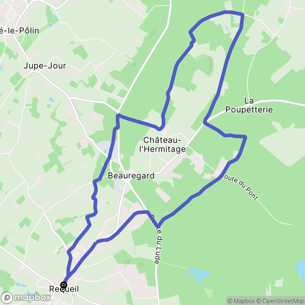 Requeil : carte du parcours de randonnée - France