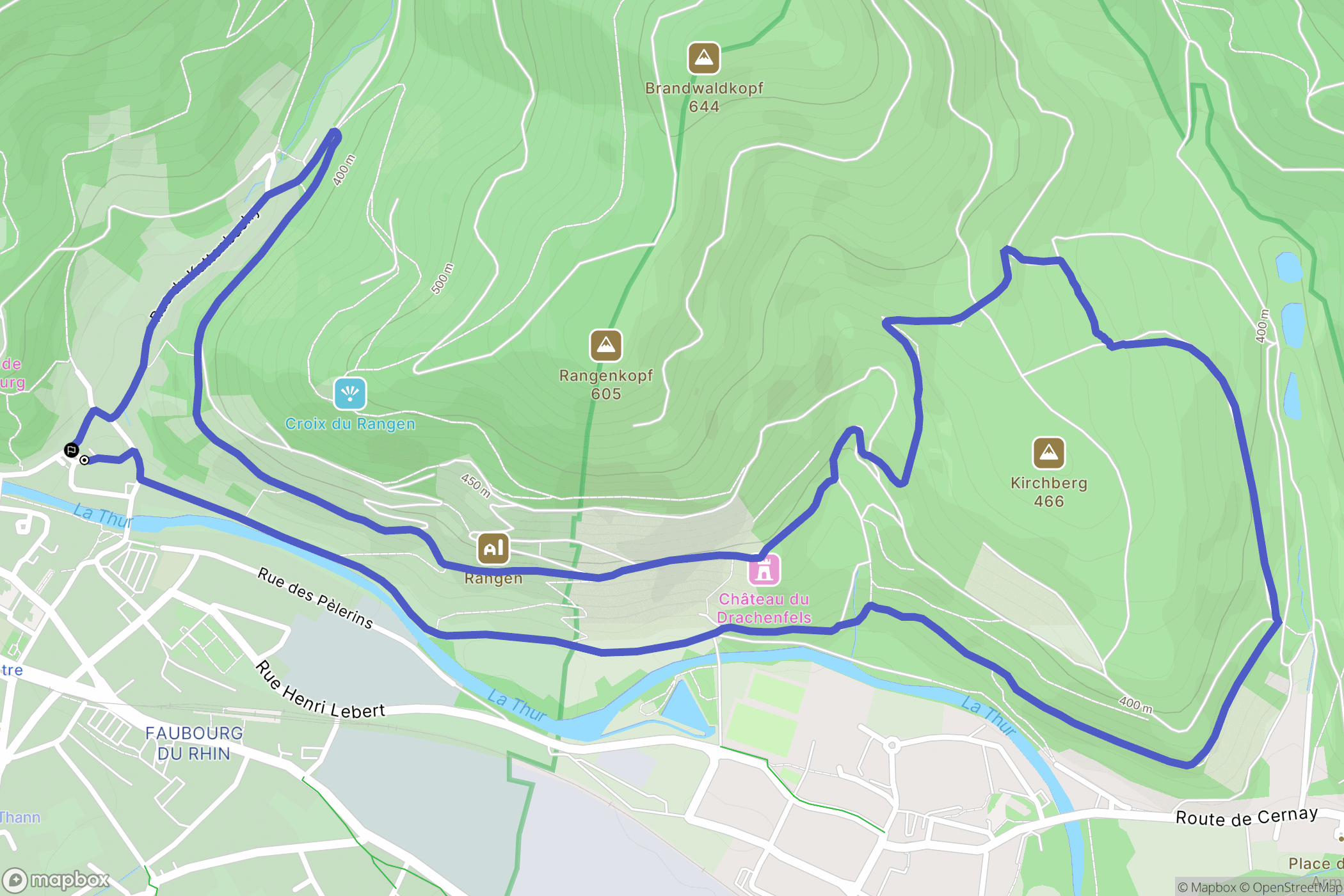 Thann : carte du parcours de randonnée - France