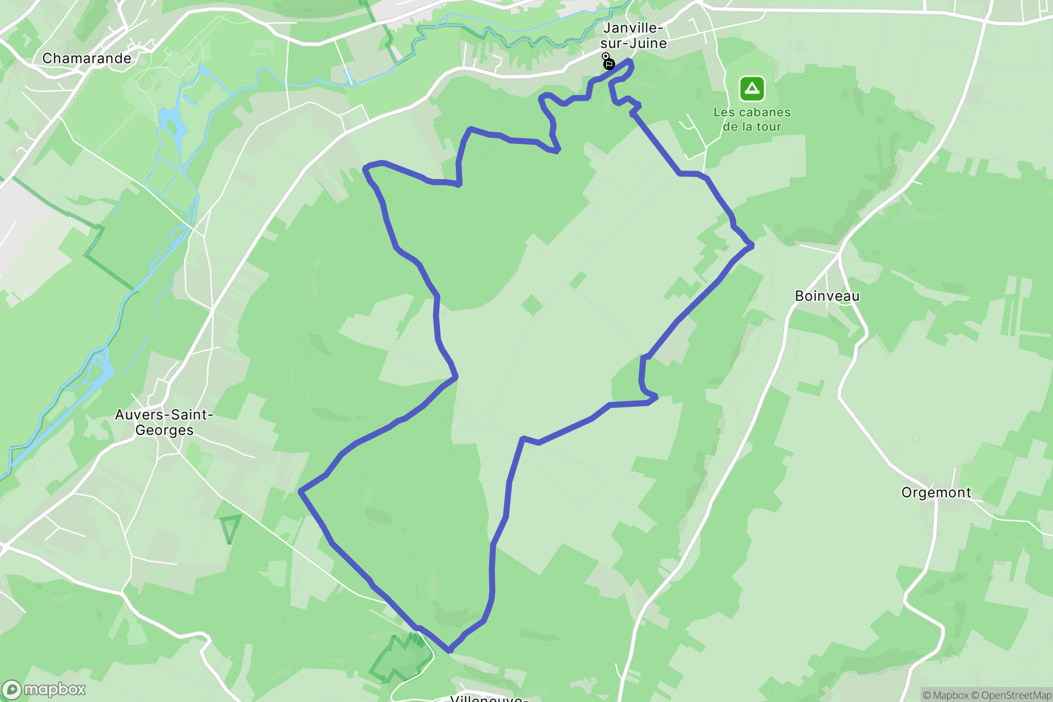 Janville-sur-Juine : carte du parcours de randonnée - France