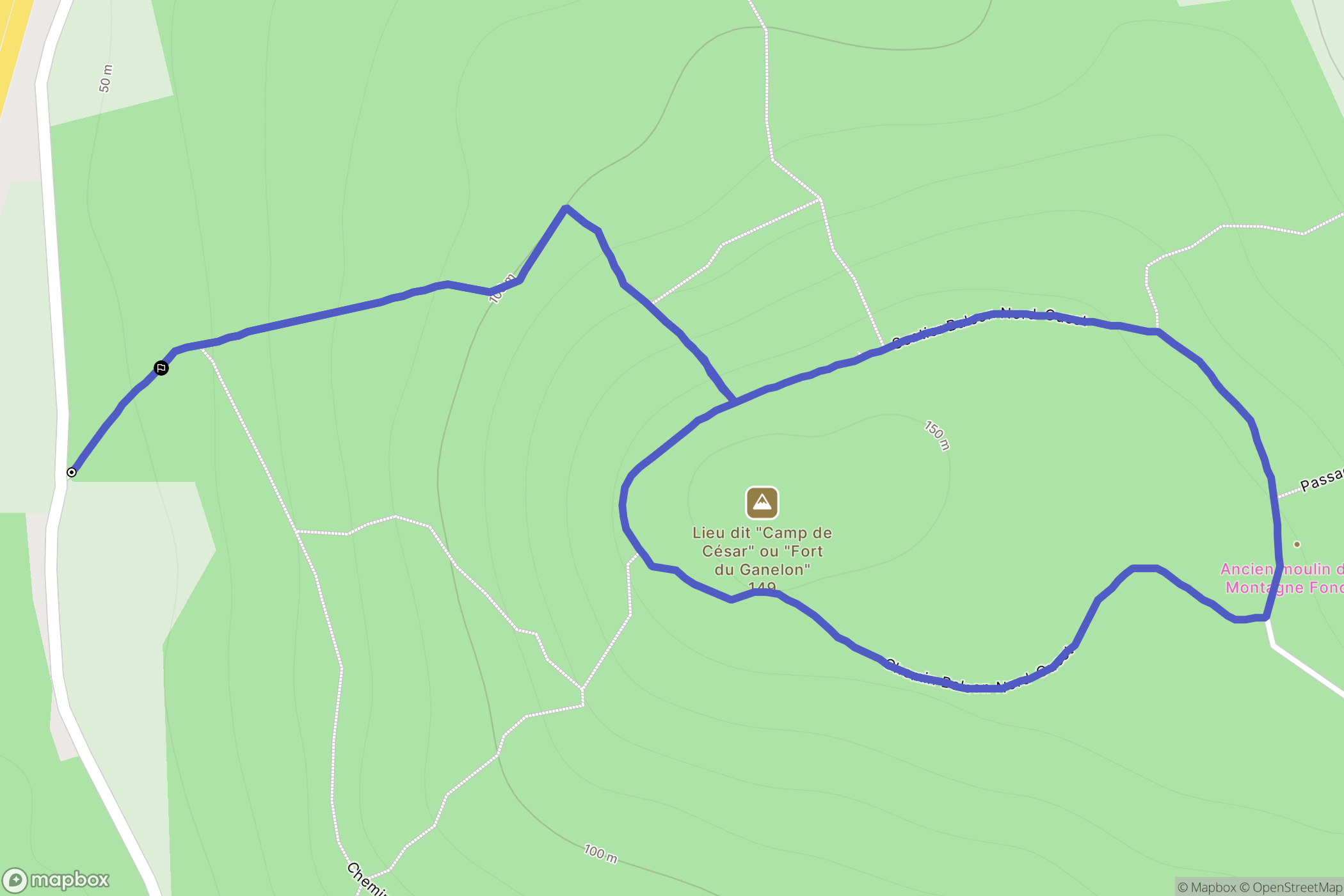 Coudun : carte du parcours de randonnée - France