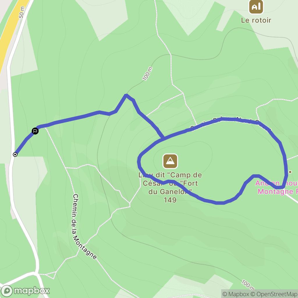 Coudun : carte du parcours de randonnée - France