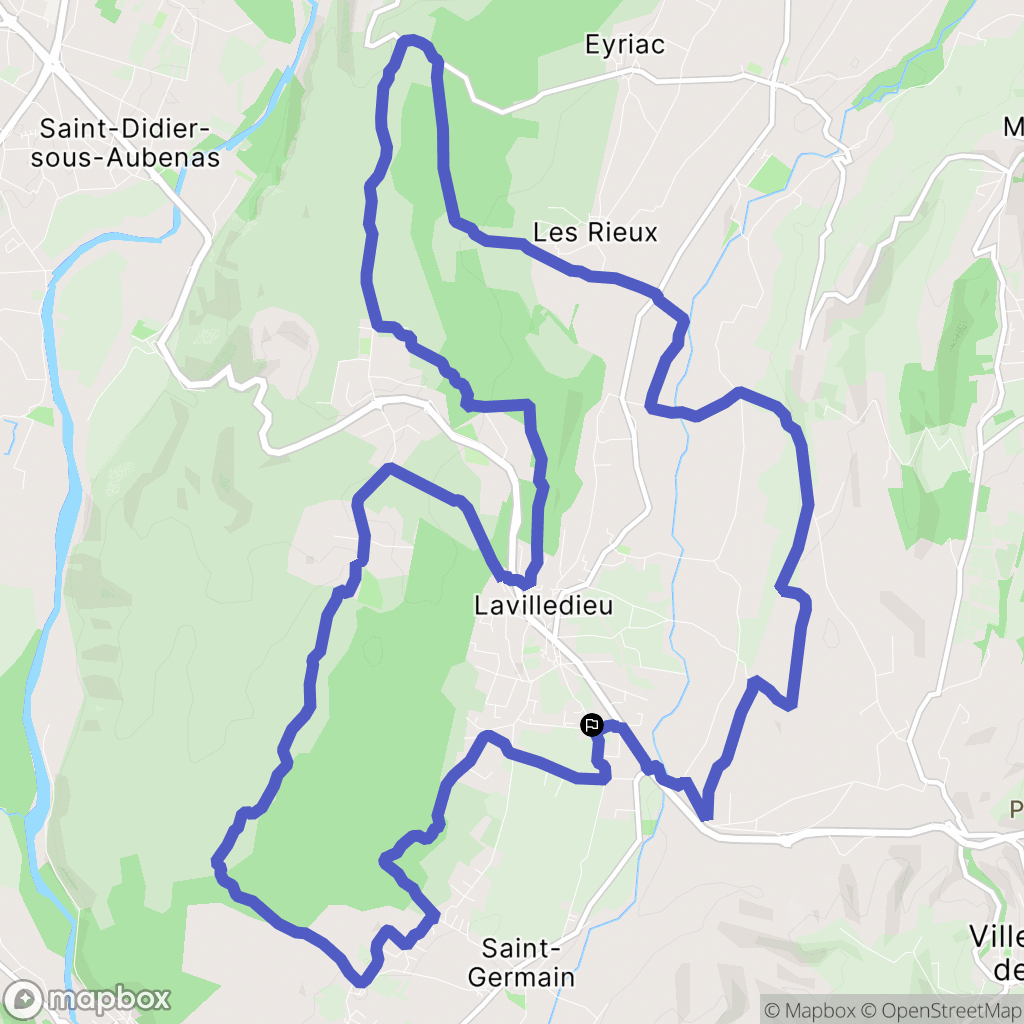 Lavilledieu : carte du parcours de randonnée - France