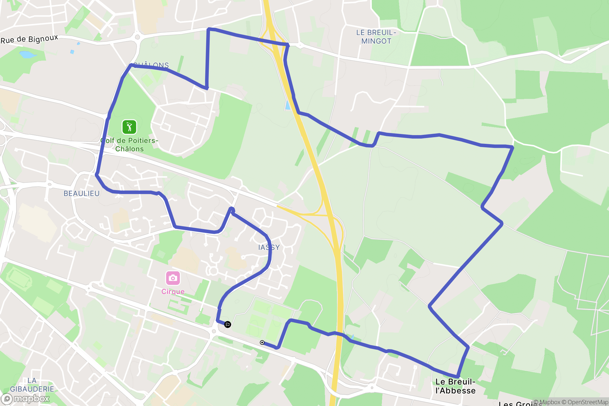 Poitiers : carte du parcours de randonnée - France
