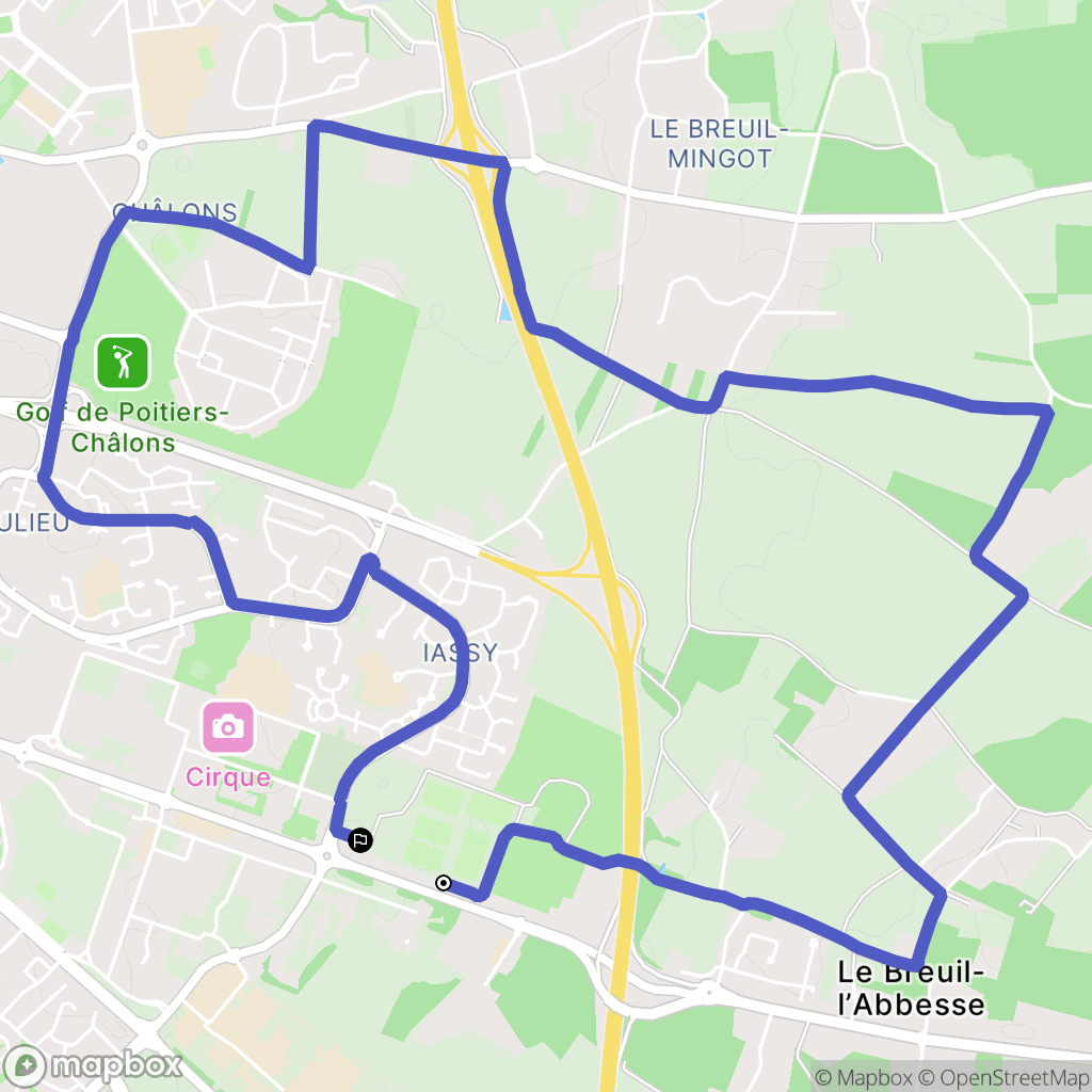 Poitiers : carte du parcours de randonnée - France