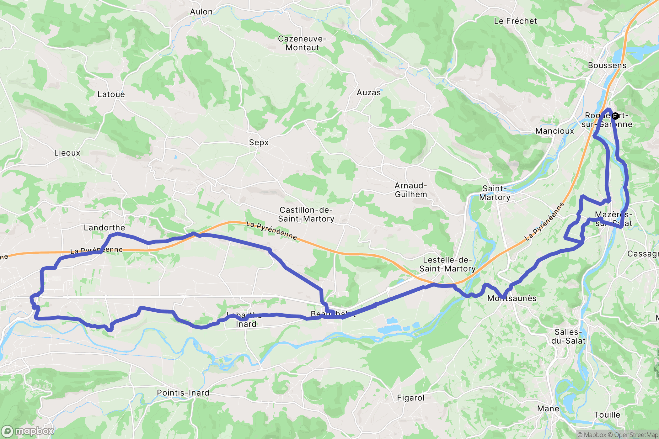 Roquefort-sur-Garonne : carte du parcours de randonnée - France
