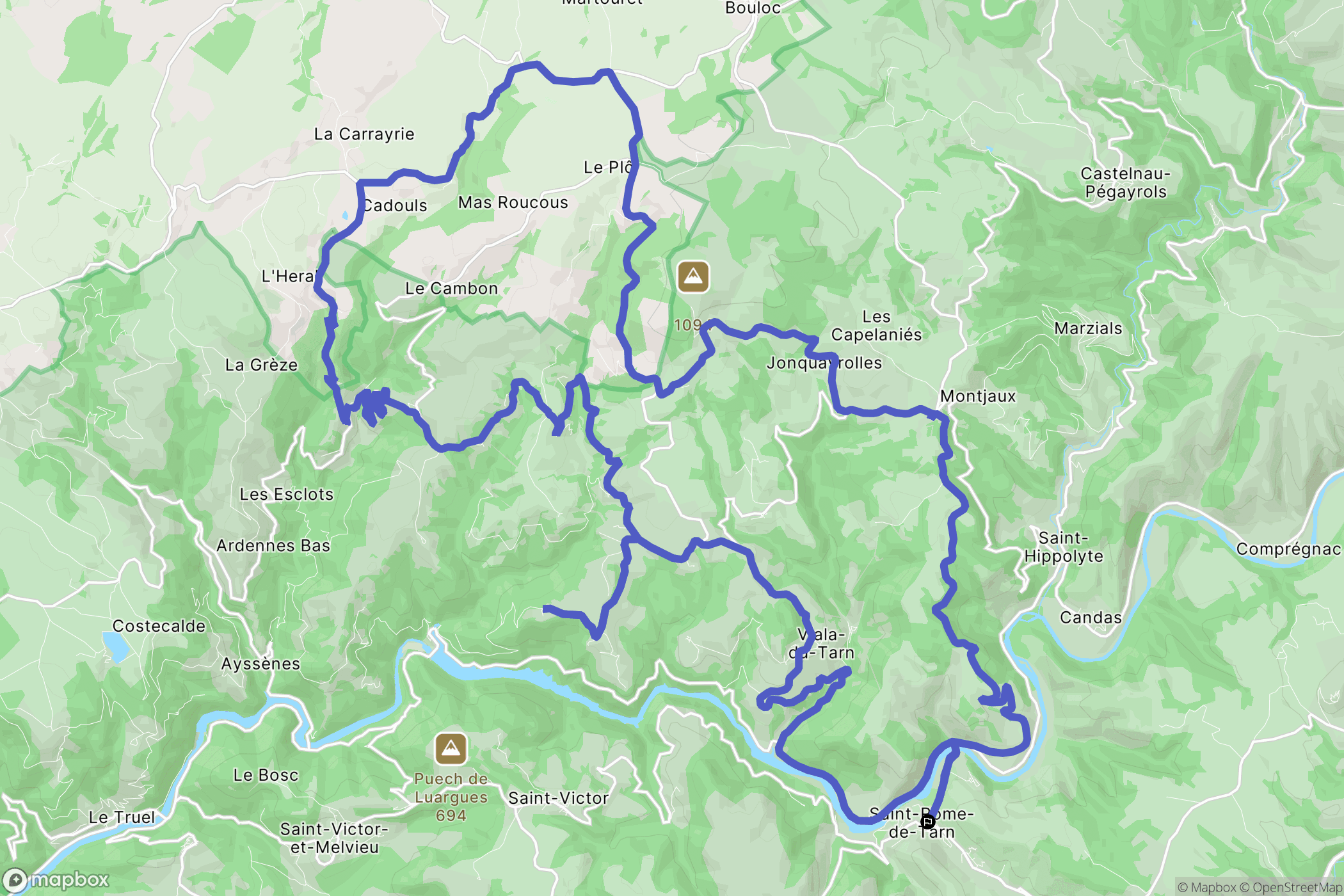 Saint-Rome-de-Tarn : carte du parcours de randonnée - France