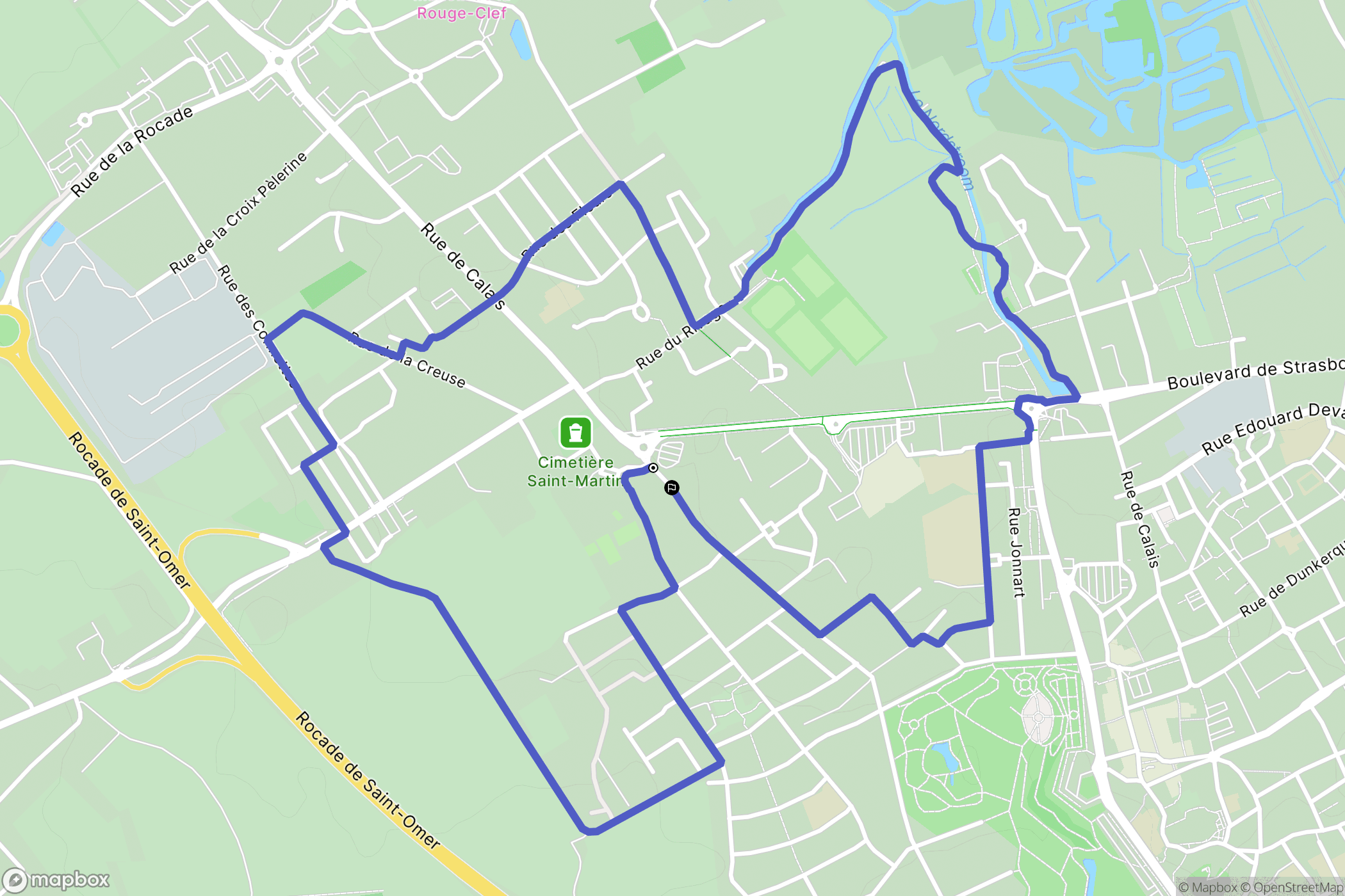 Saint-Martin-lez-Tatinghem : carte du parcours de randonnée - France