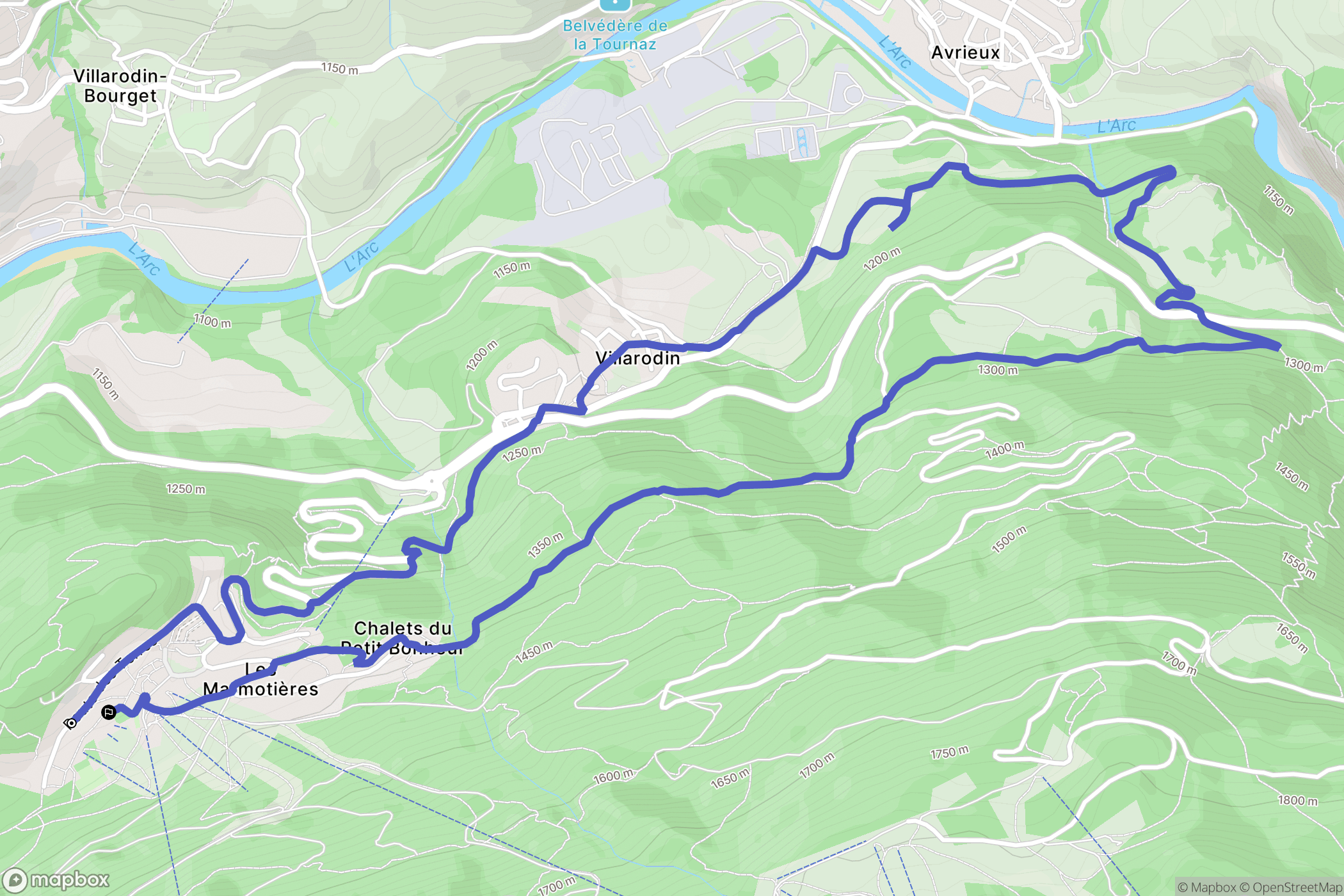 Villarodin-Bourget : carte du parcours de randonnée - France