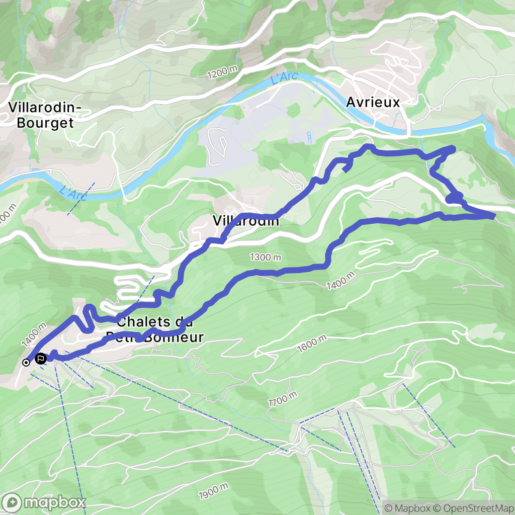 Villarodin-Bourget : carte du parcours de randonnée - France