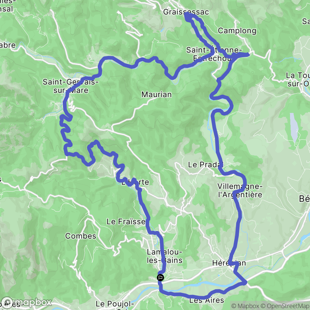 Lamalou-les-Bains : carte du parcours de randonnée - France