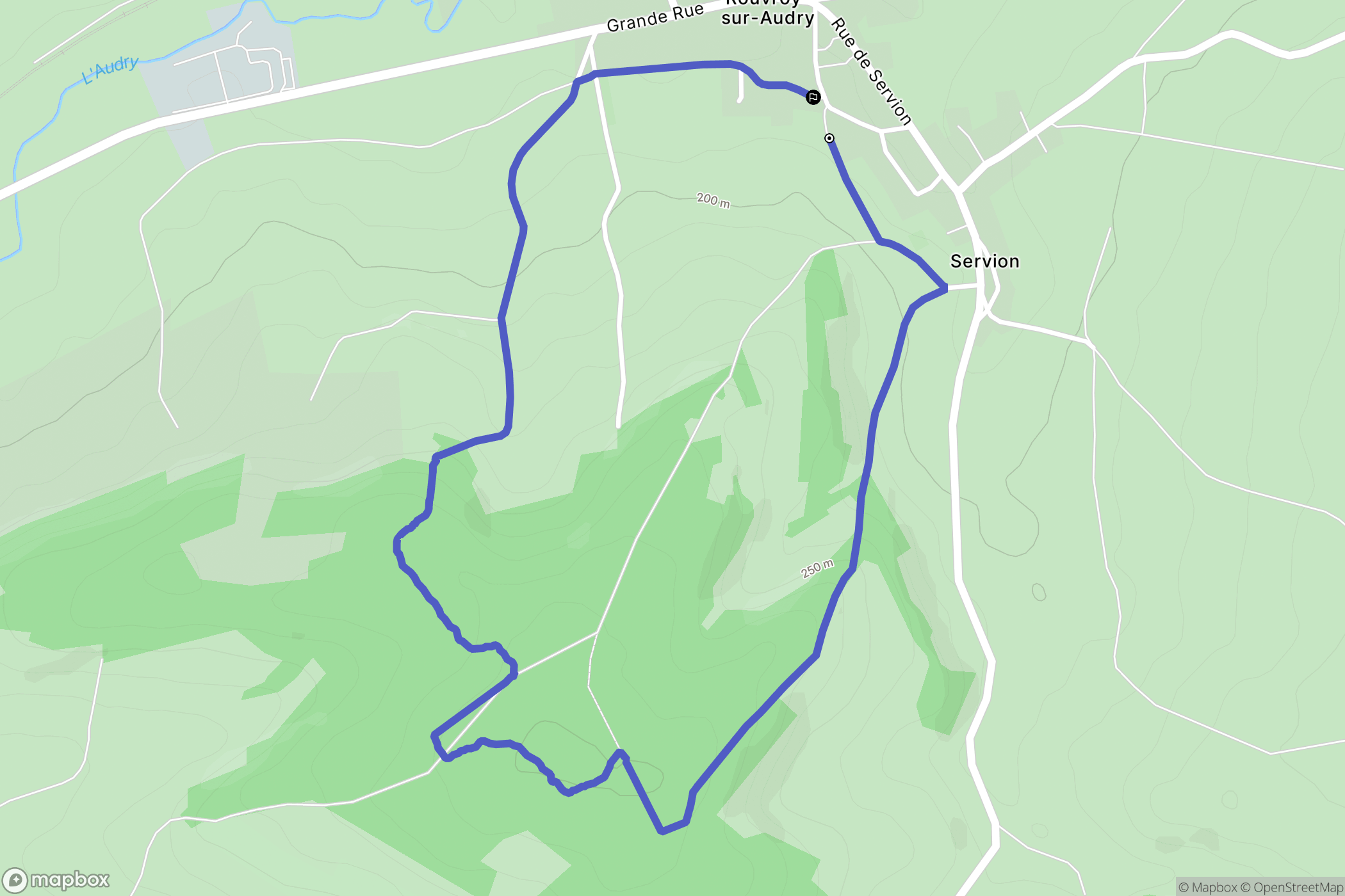 Rouvroy-sur-Audry : carte du parcours de randonnée - France