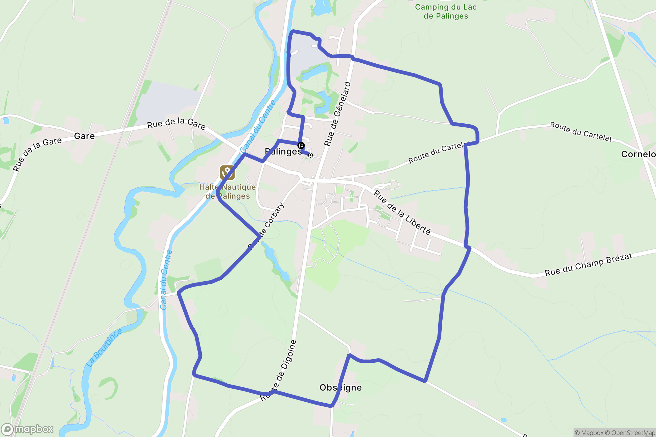 Palinges : carte du parcours de randonnée - France