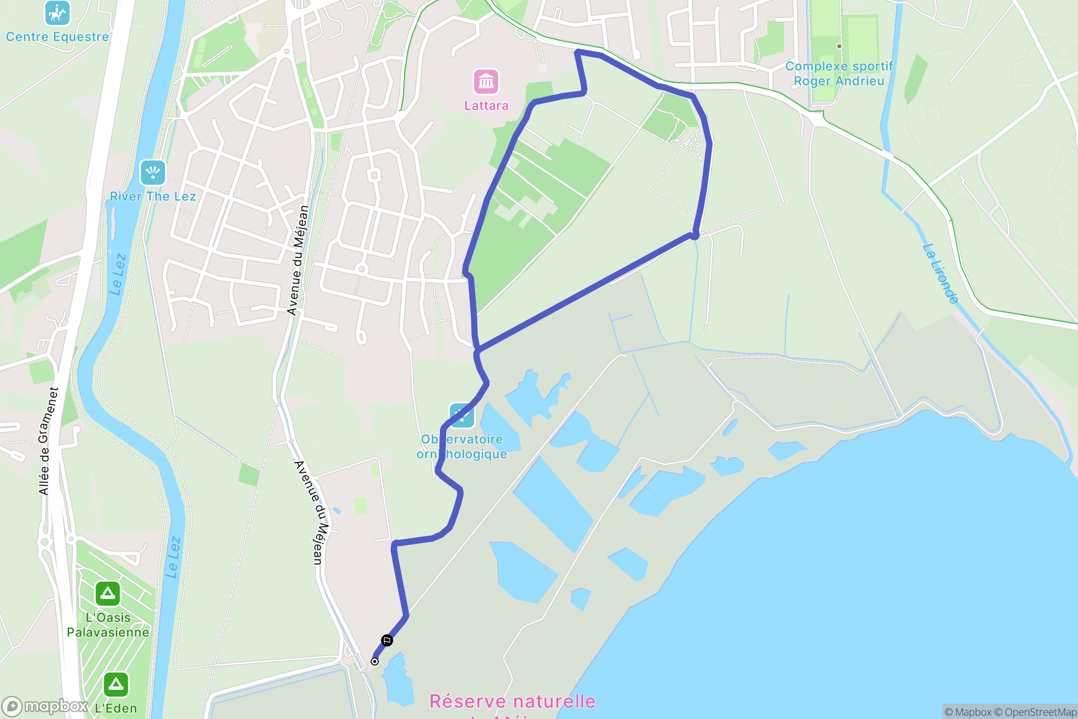 Lattes : carte du parcours de randonnée - France