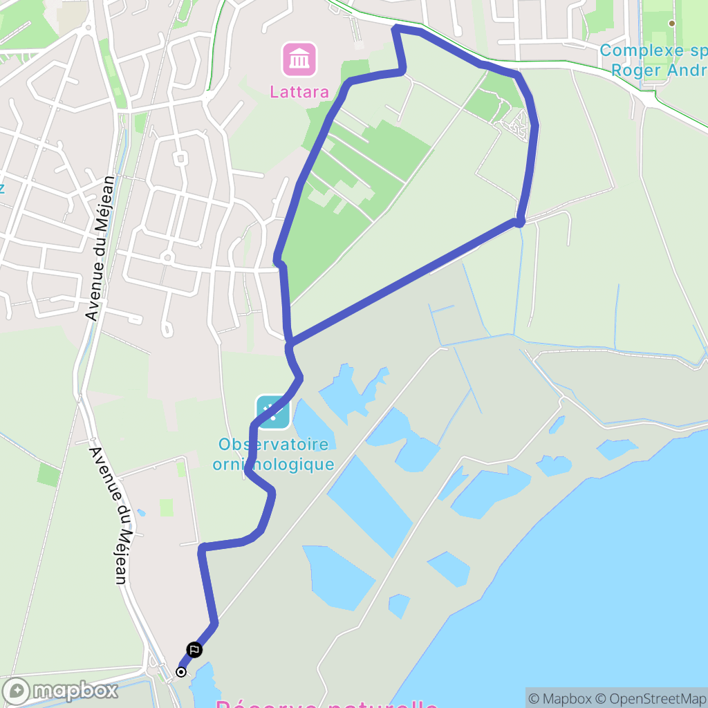Lattes : carte du parcours de randonnée - France