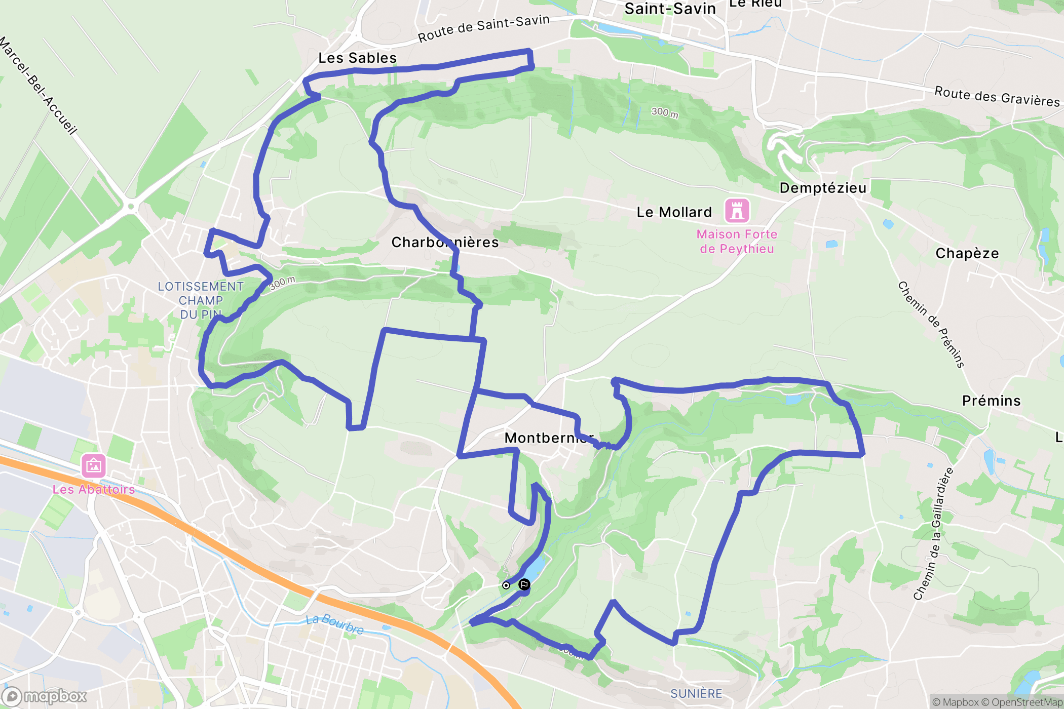 Bourgoin-Jallieu : carte du parcours de randonnée - France