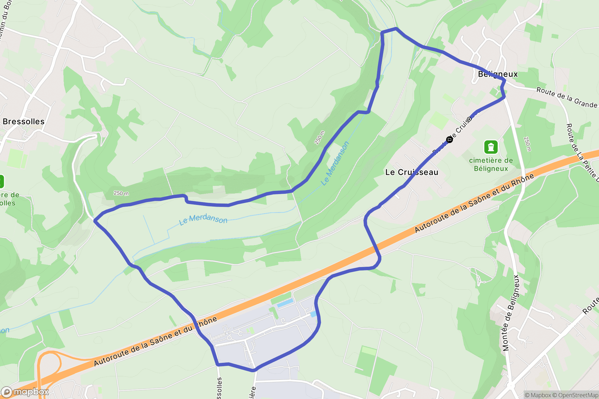 Béligneux : carte du parcours de randonnée - France