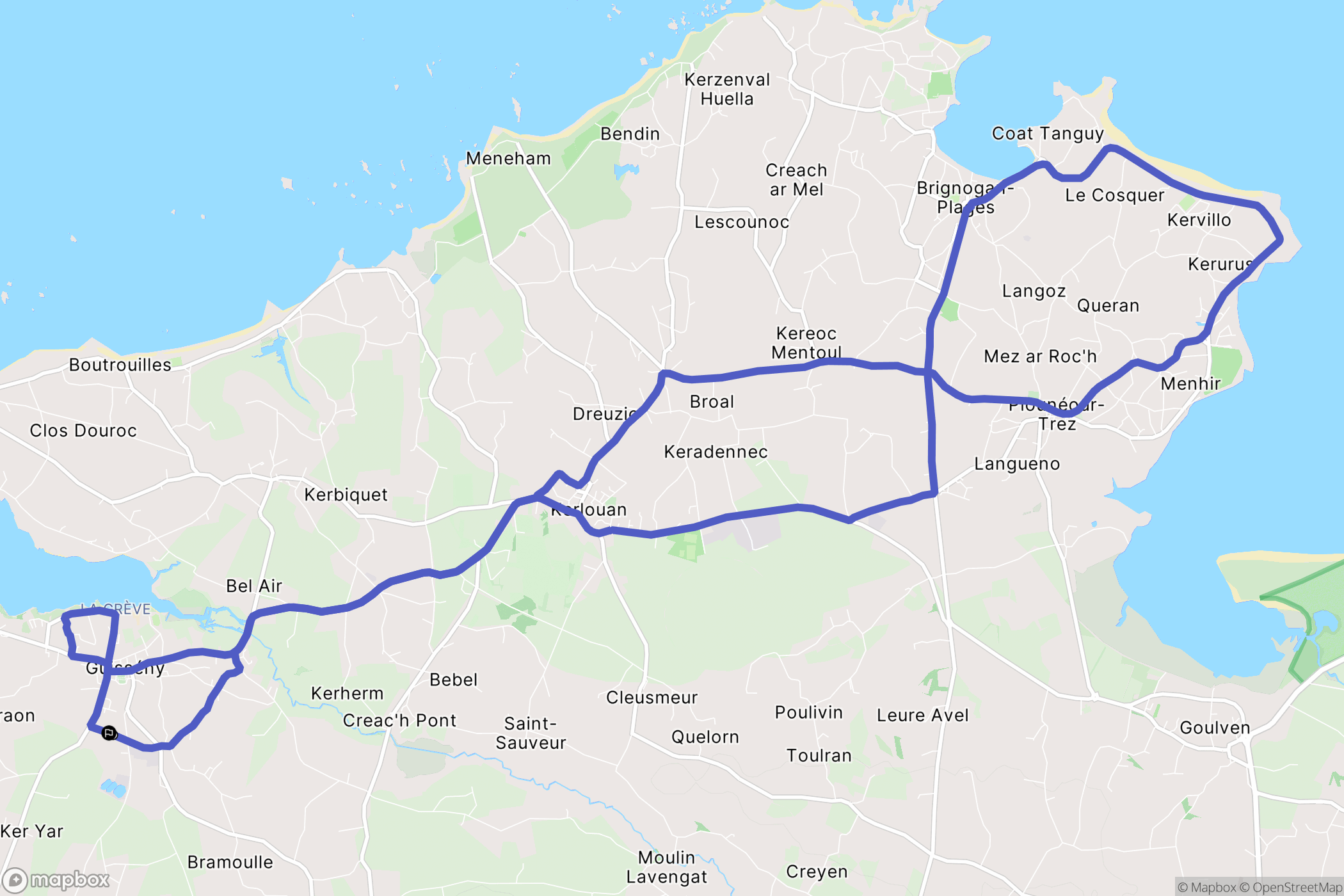 Guissény : carte du parcours de randonnée - France