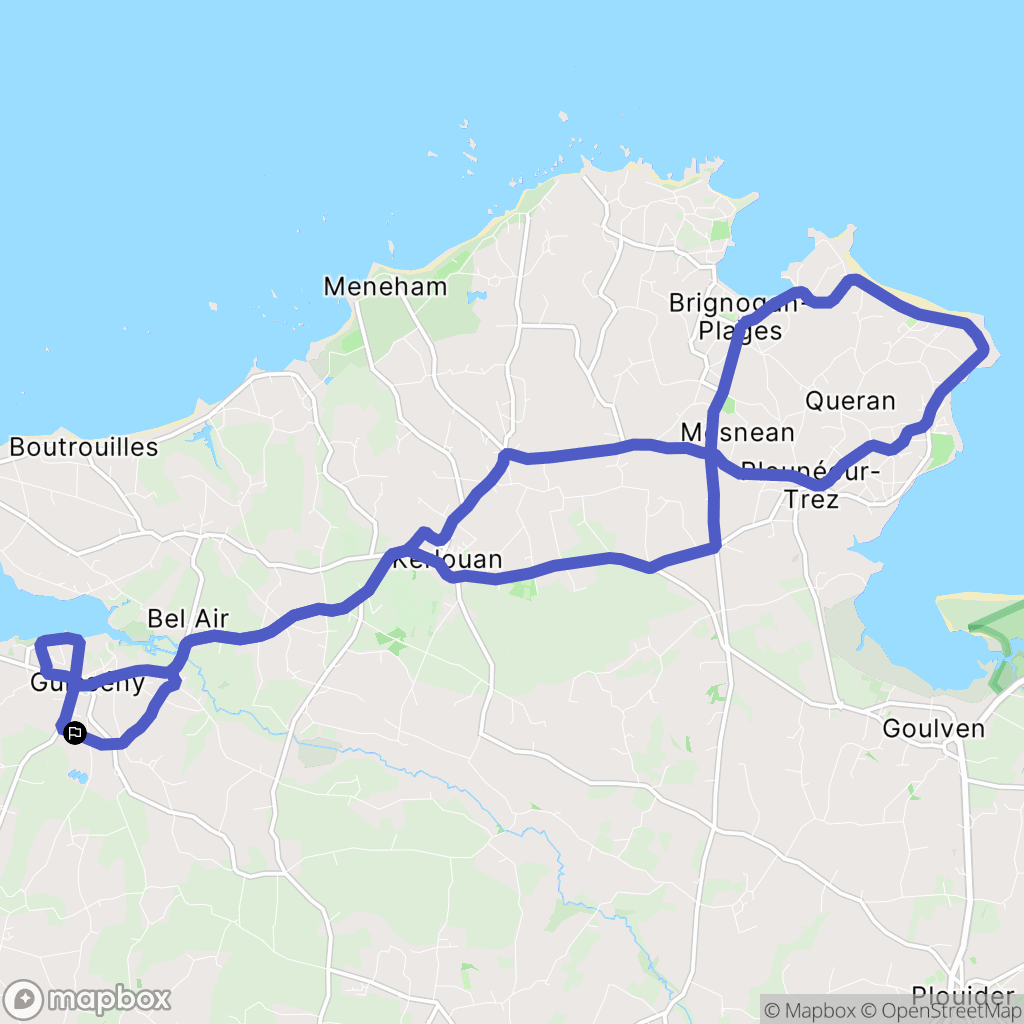 Guissény : carte du parcours de randonnée - France