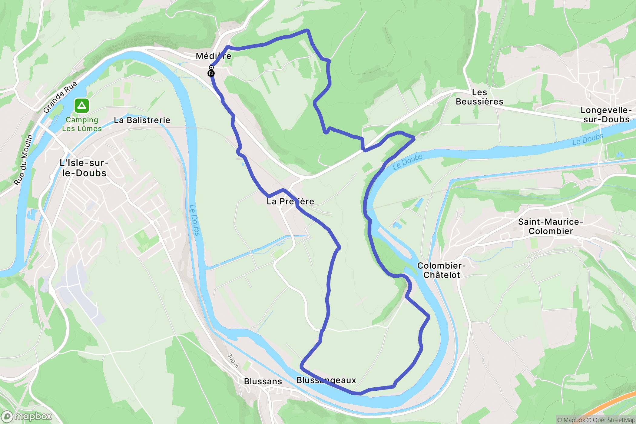 Médière : carte du parcours de randonnée - France