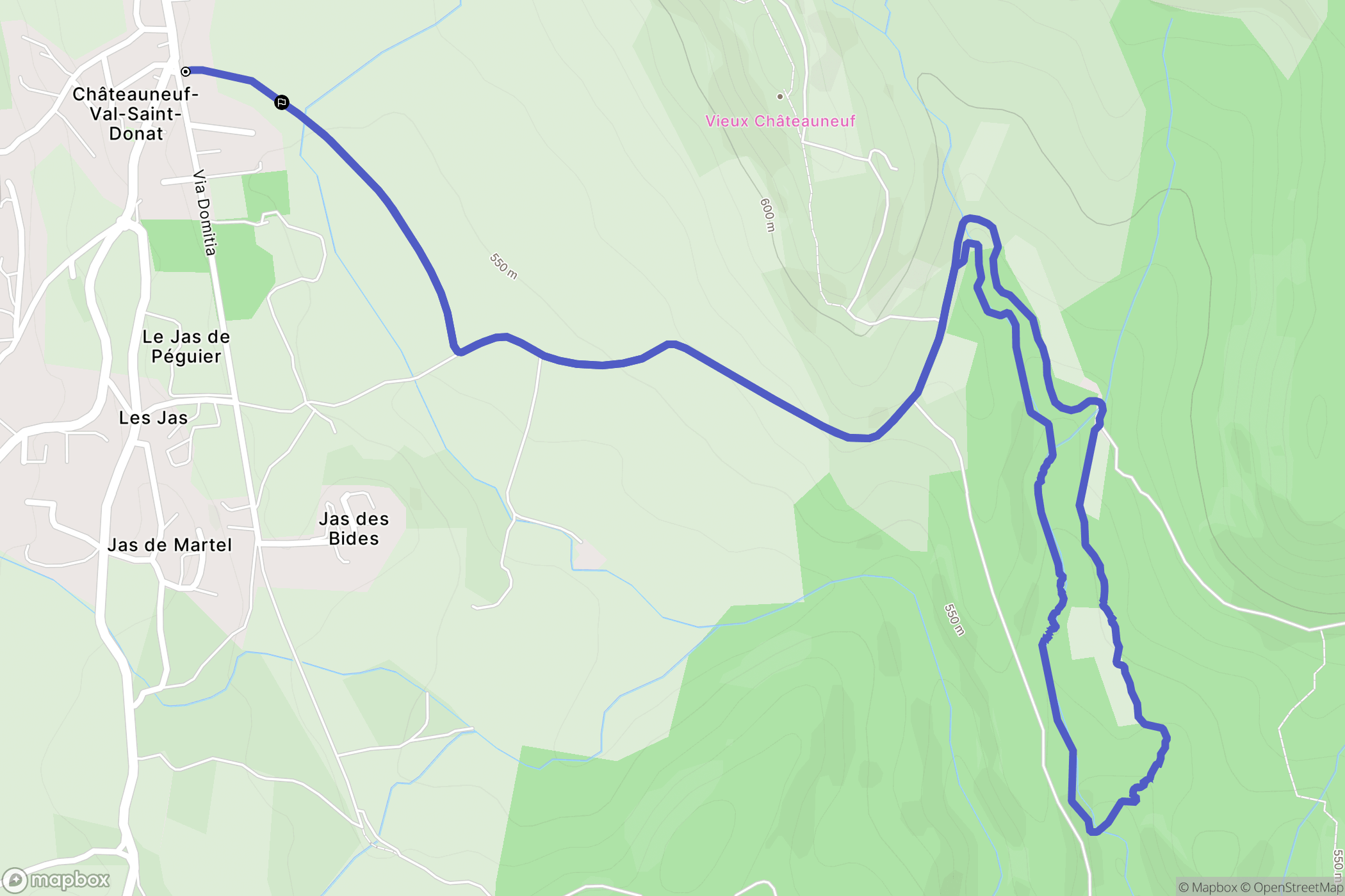 Châteauneuf-Val-Saint-Donat : carte du parcours de randonnée - France