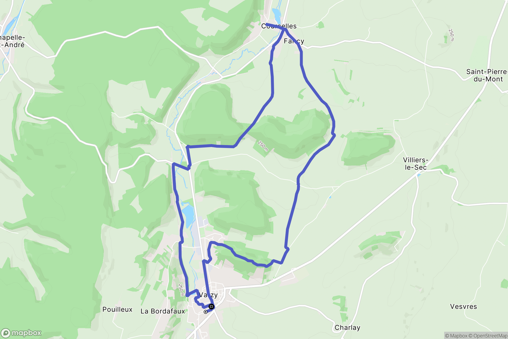 Varzy : carte du parcours de randonnée - France