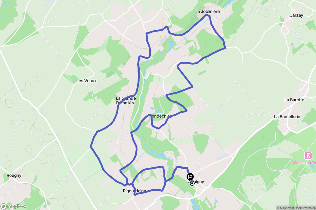 Aubigny : carte du parcours de randonnée - France