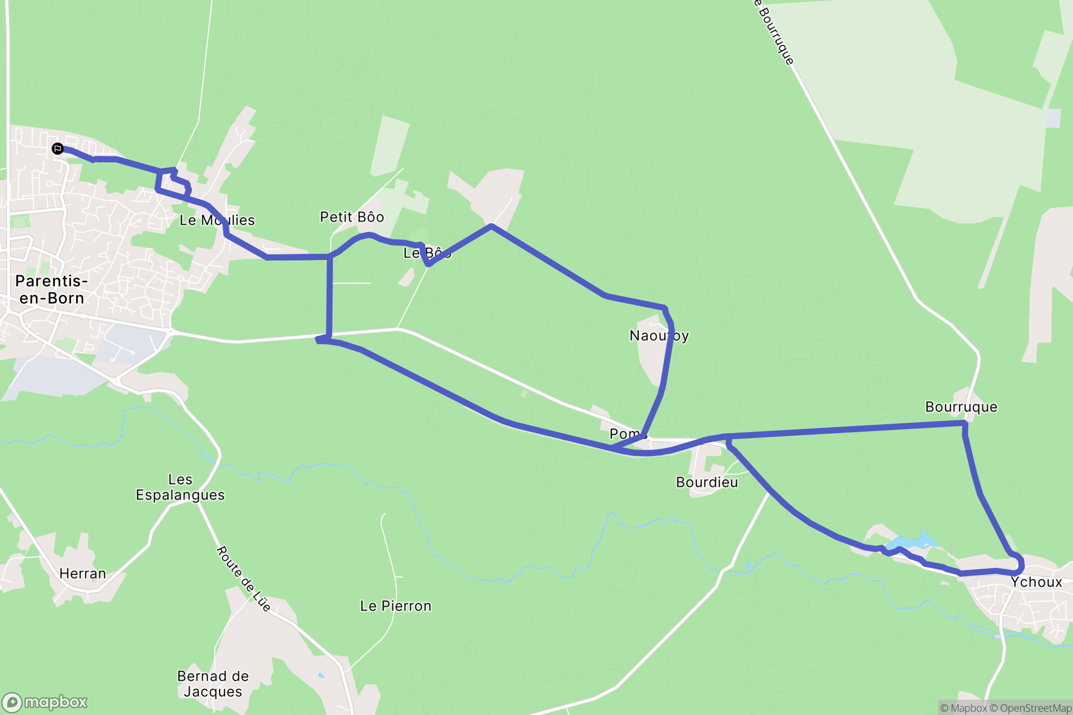 Parentis-en-Born : carte du parcours de randonnée - France