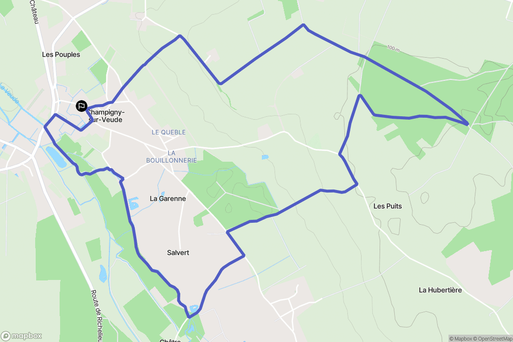 Champigny-sur-Veude : carte du parcours de randonnée - France