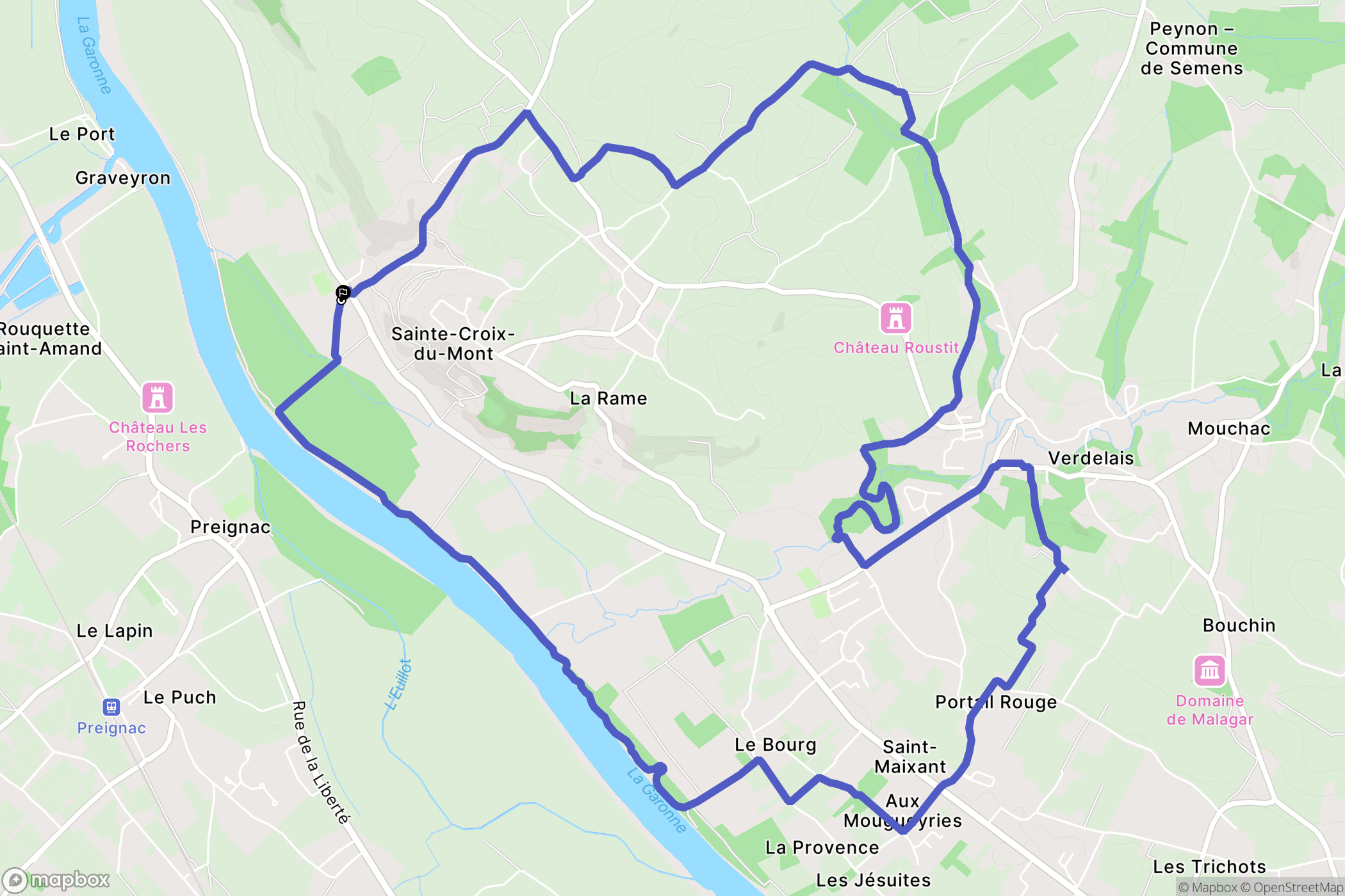 Sainte-Croix-du-Mont : carte du parcours de randonnée - France