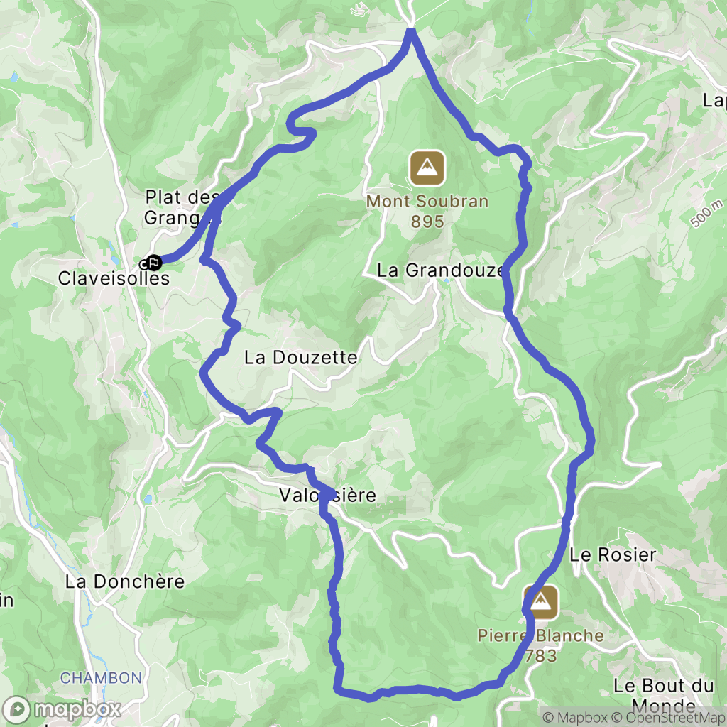 Claveisolles : carte du parcours de randonnée - France