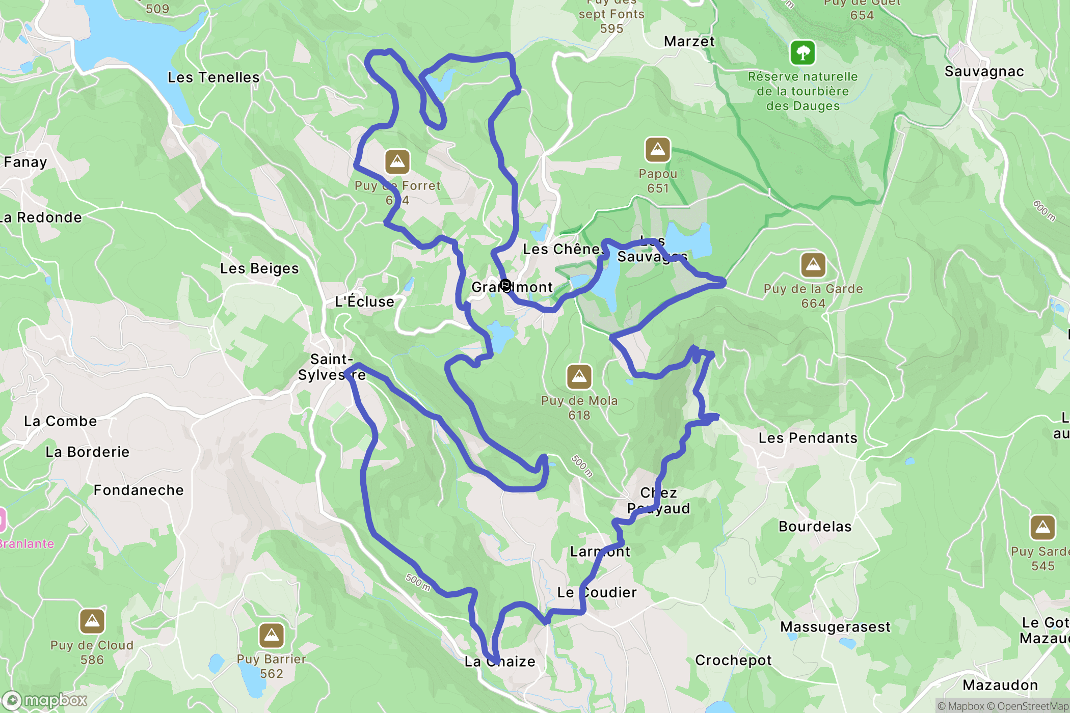Saint-Sylvestre : carte du parcours de randonnée - France