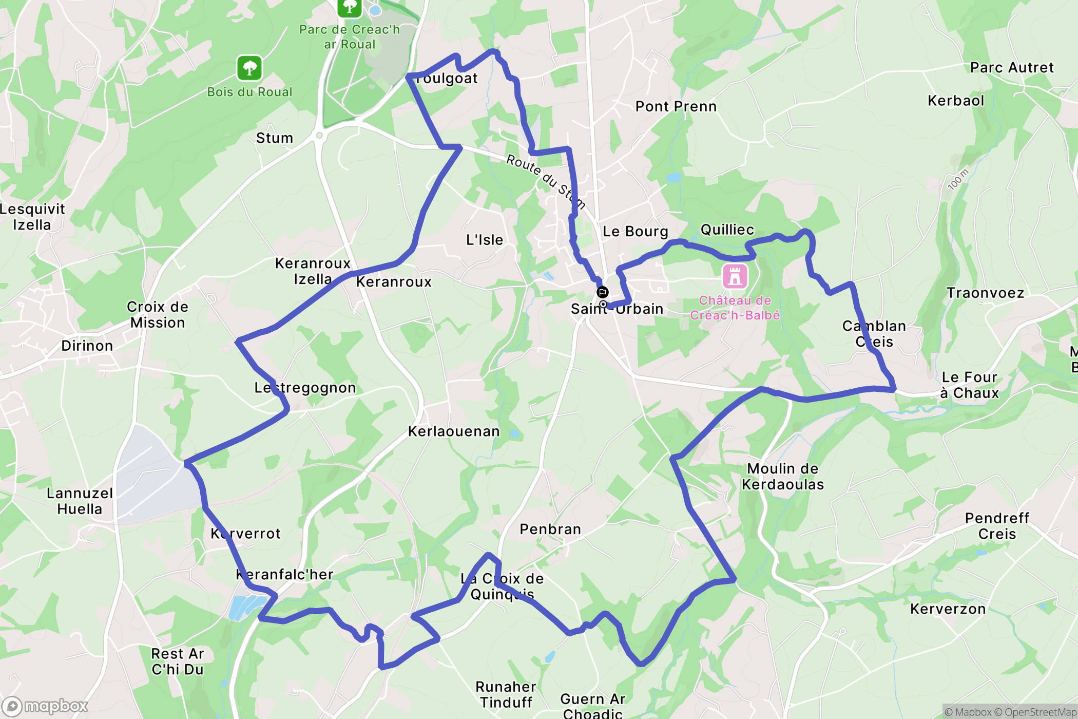 Saint-Urbain : carte du parcours de randonnée - France