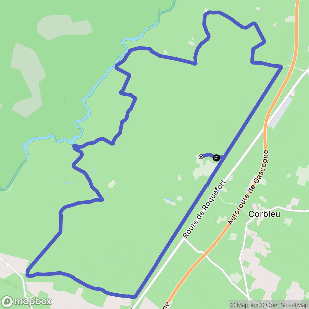 Pouydesseaux : carte du parcours de randonnée - France