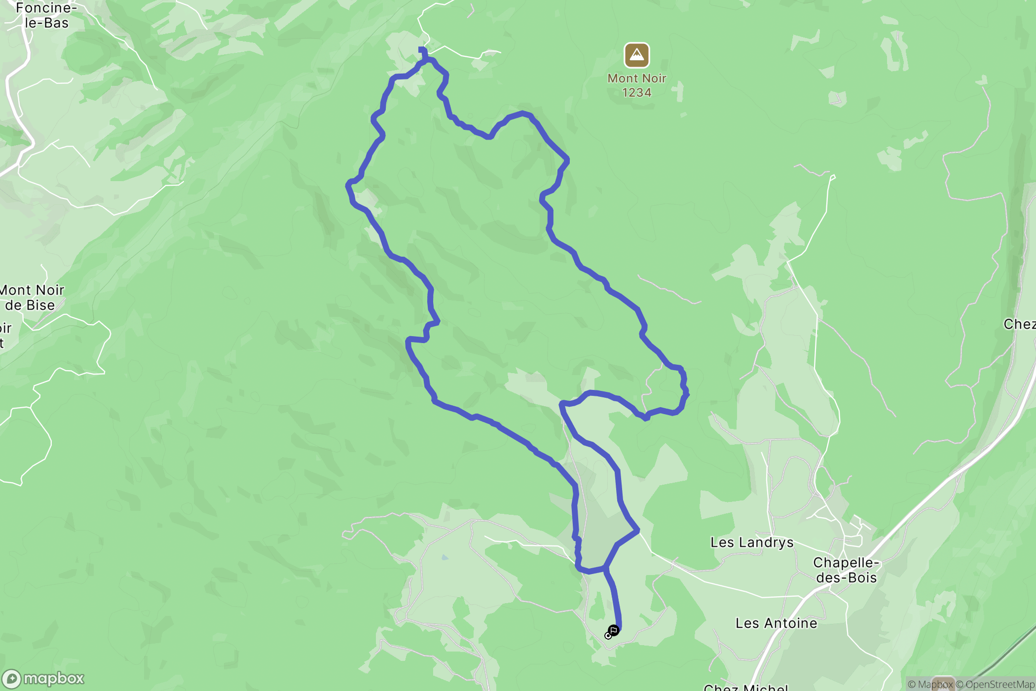 Chapelle-des-Bois : carte du parcours de randonnée - France