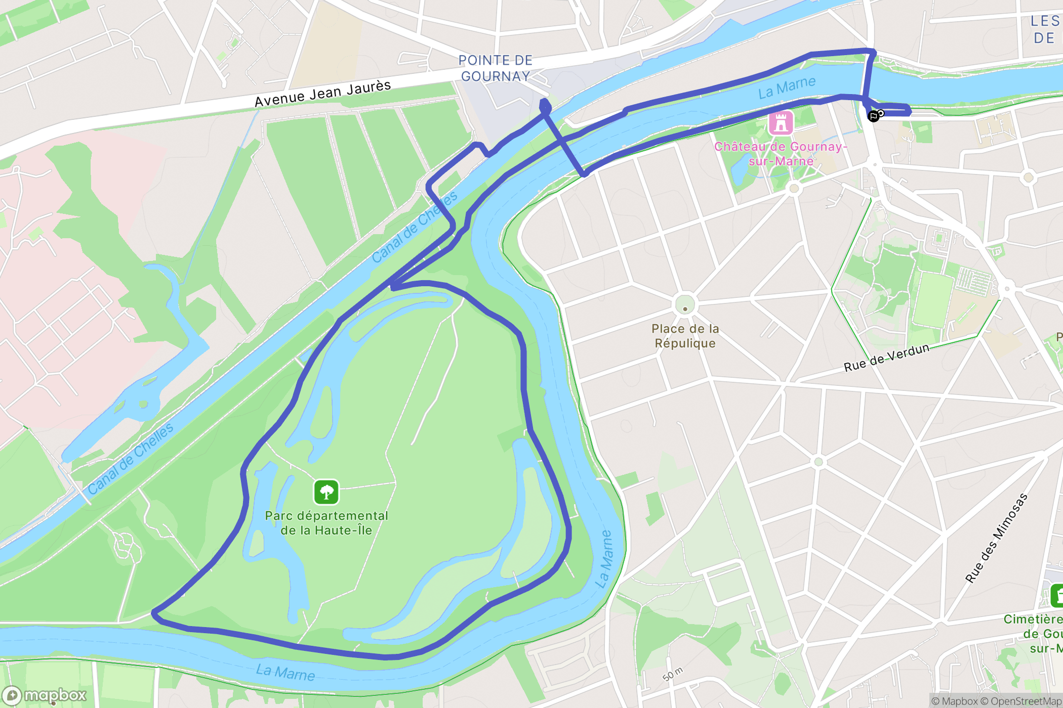 Gournay-sur-Marne : carte du parcours de randonnée - France