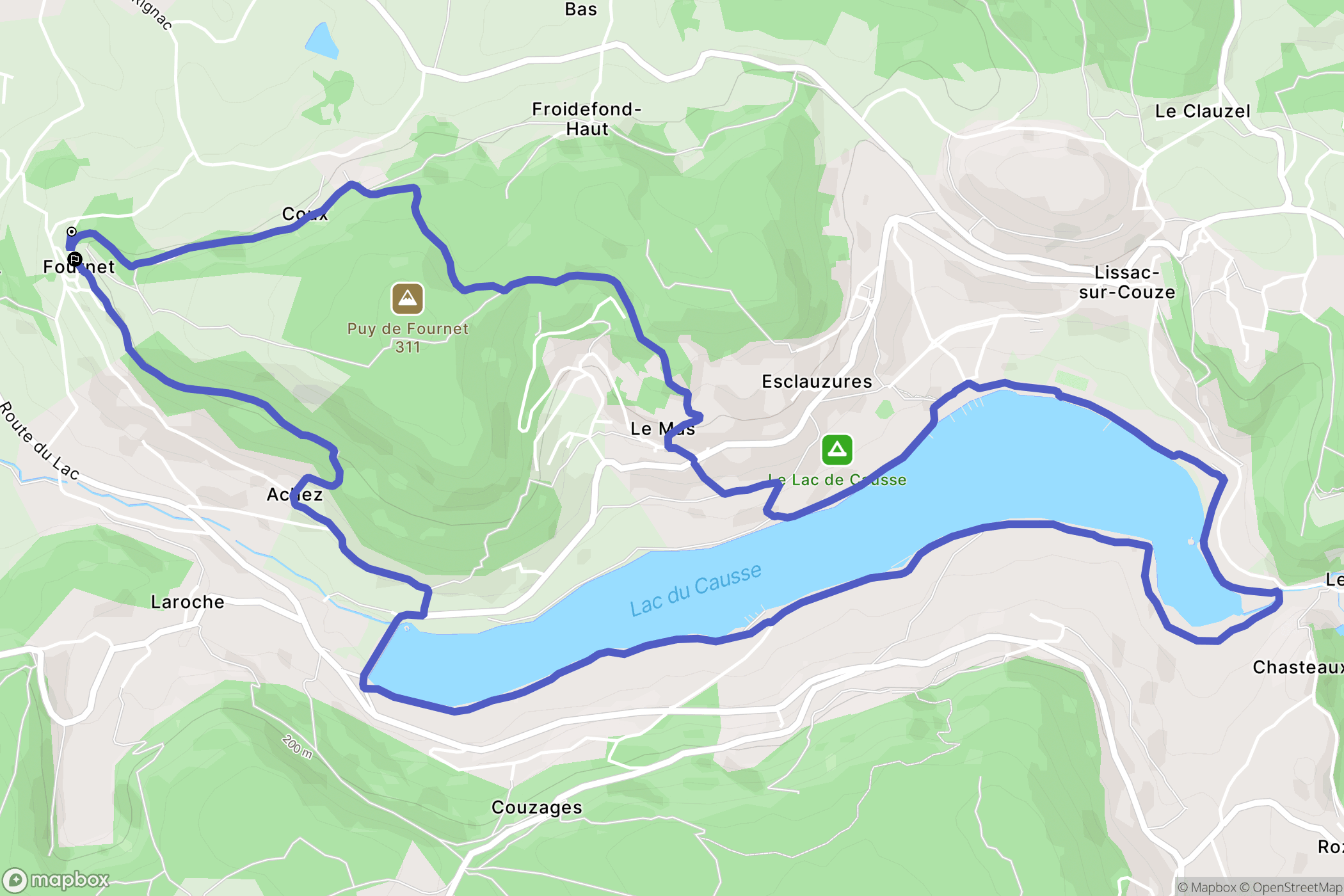 Saint-Cernin-de-Larche : carte du parcours de randonnée - France