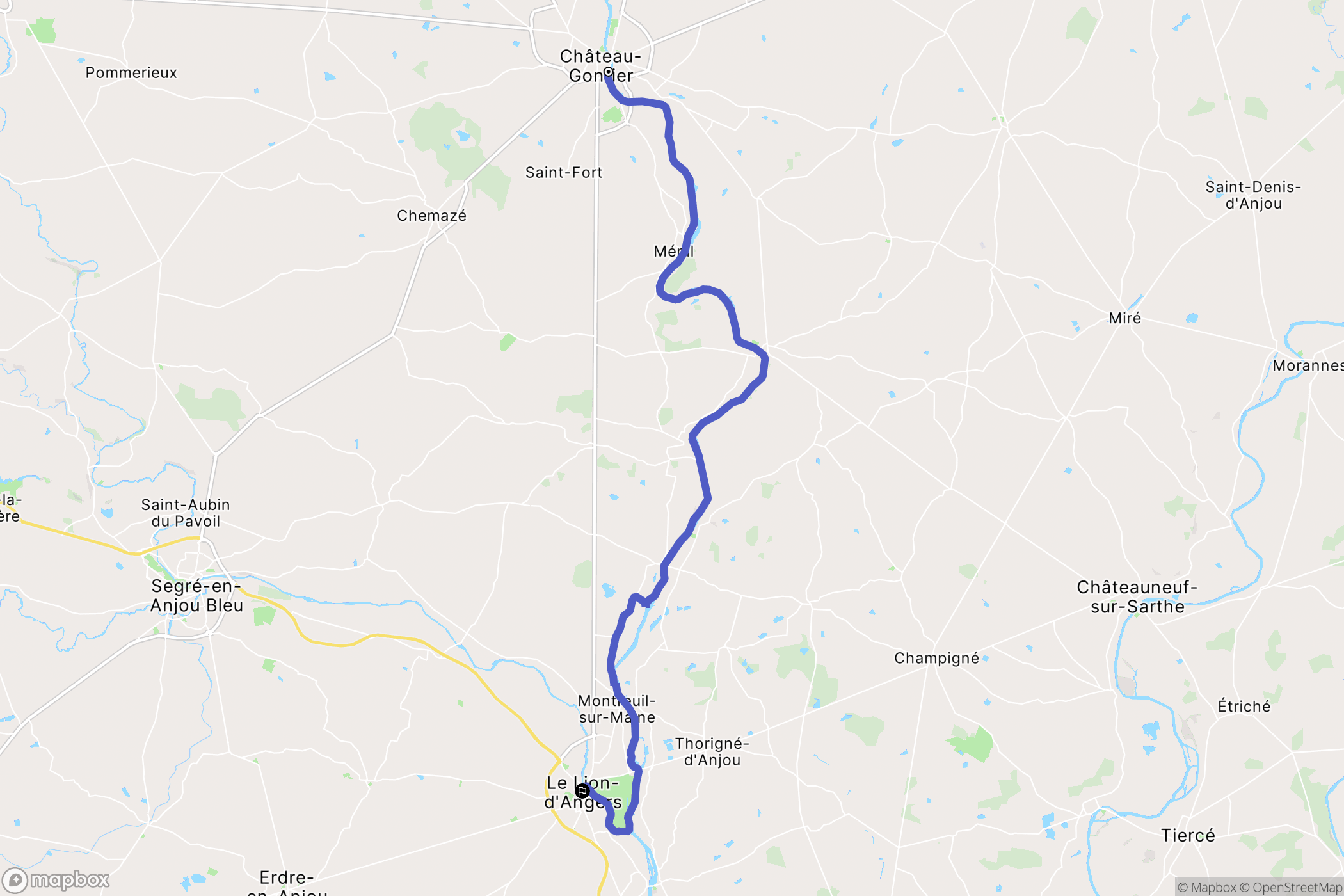 Château-Gontier-sur-Mayenne : carte du parcours de randonnée - France