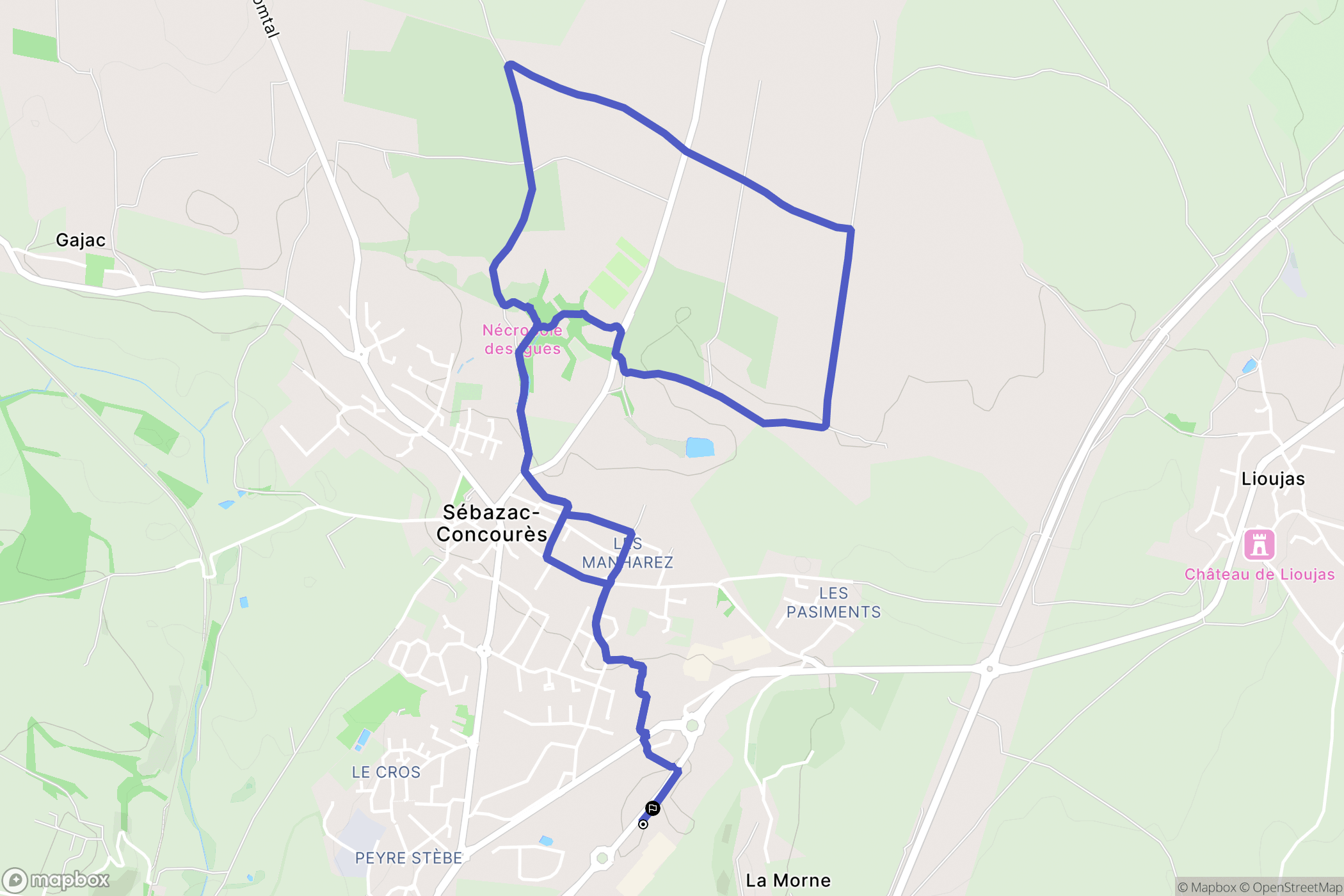 Onet-le-Château : carte du parcours de randonnée - France