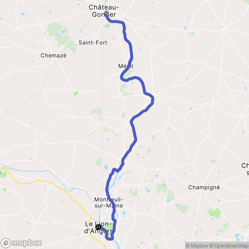 Château-Gontier-sur-Mayenne : carte du parcours de randonnée - France