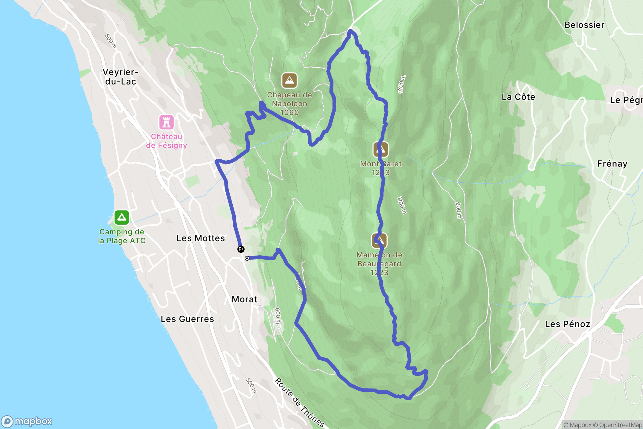 Veyrier-du-Lac : carte du parcours de randonnée - France