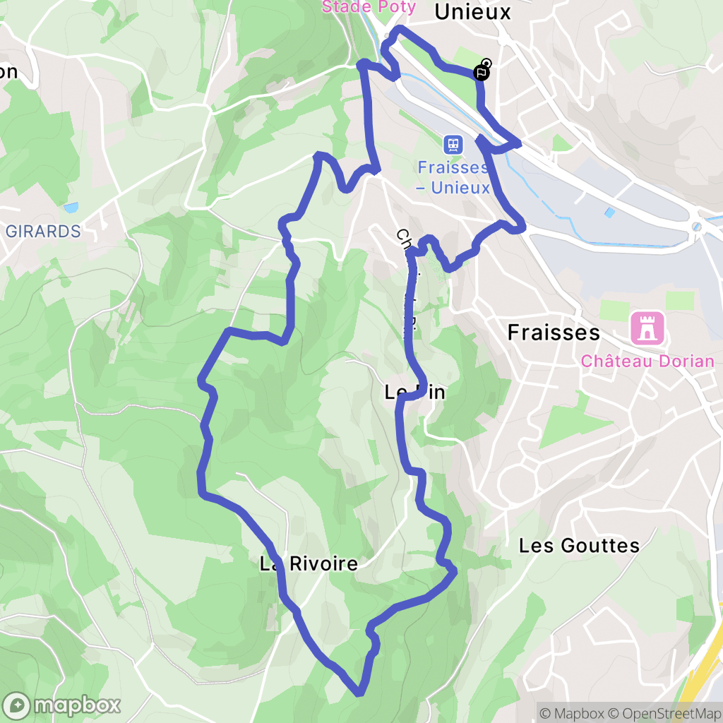 Unieux : carte du parcours de randonnée - France
