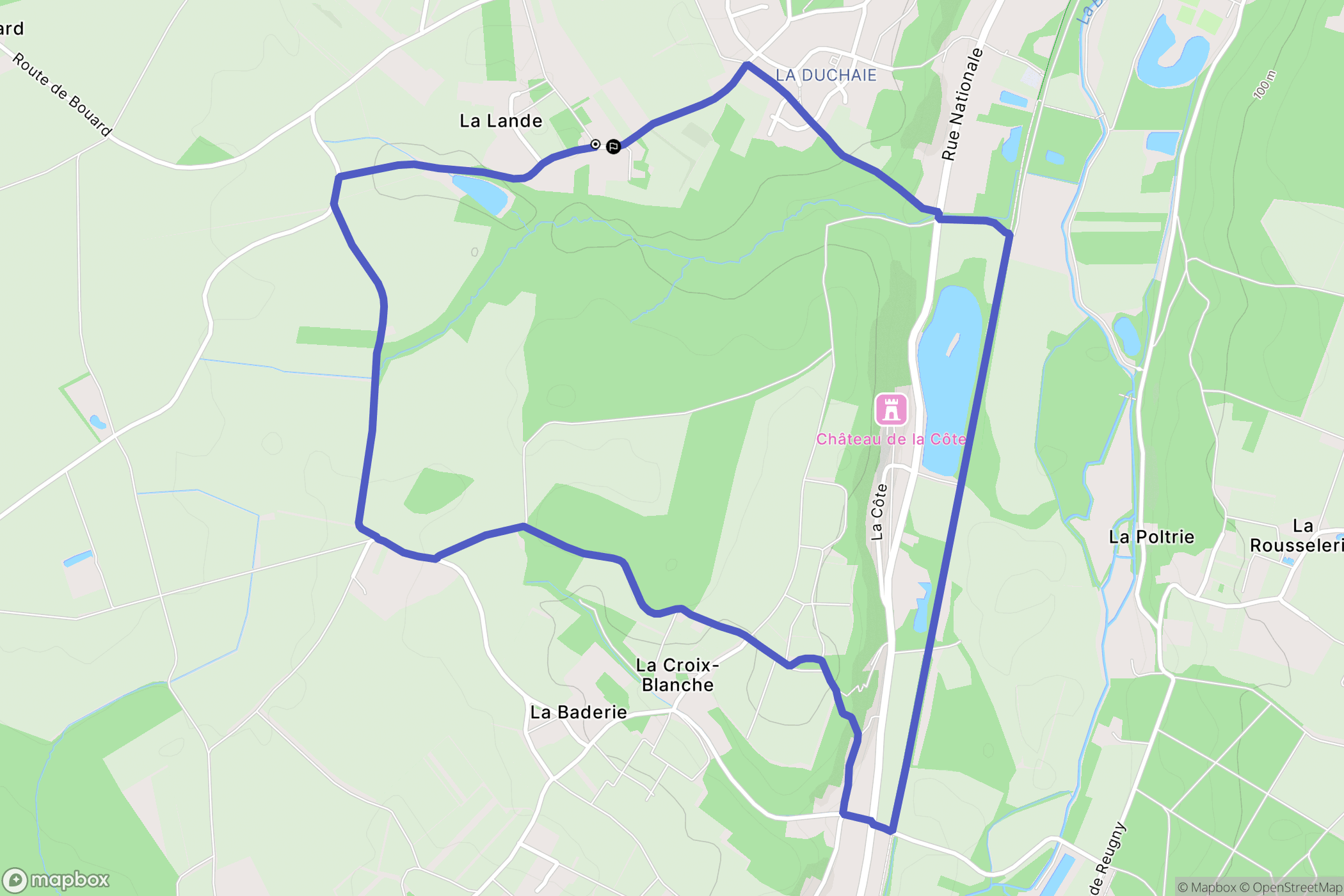 Reugny : carte du parcours de randonnée - France