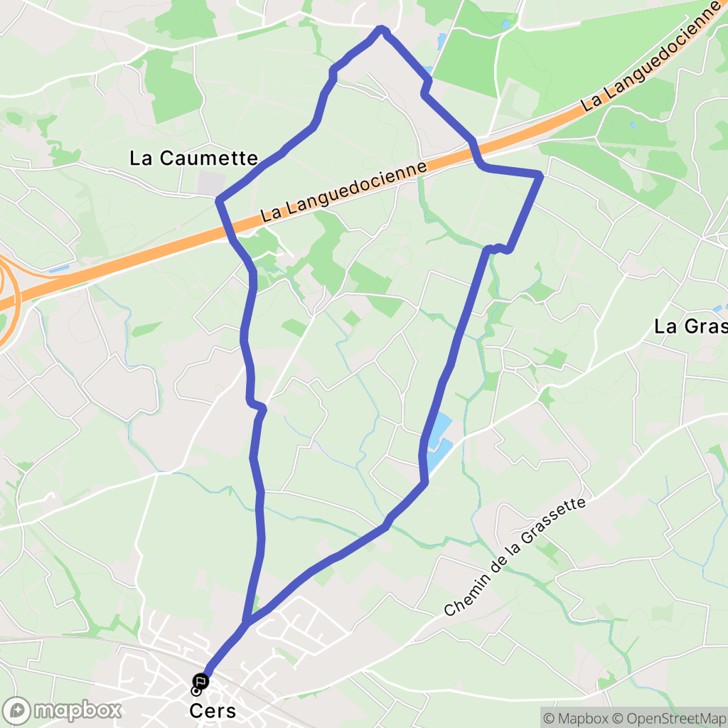 Cers : carte du parcours de randonnée - France