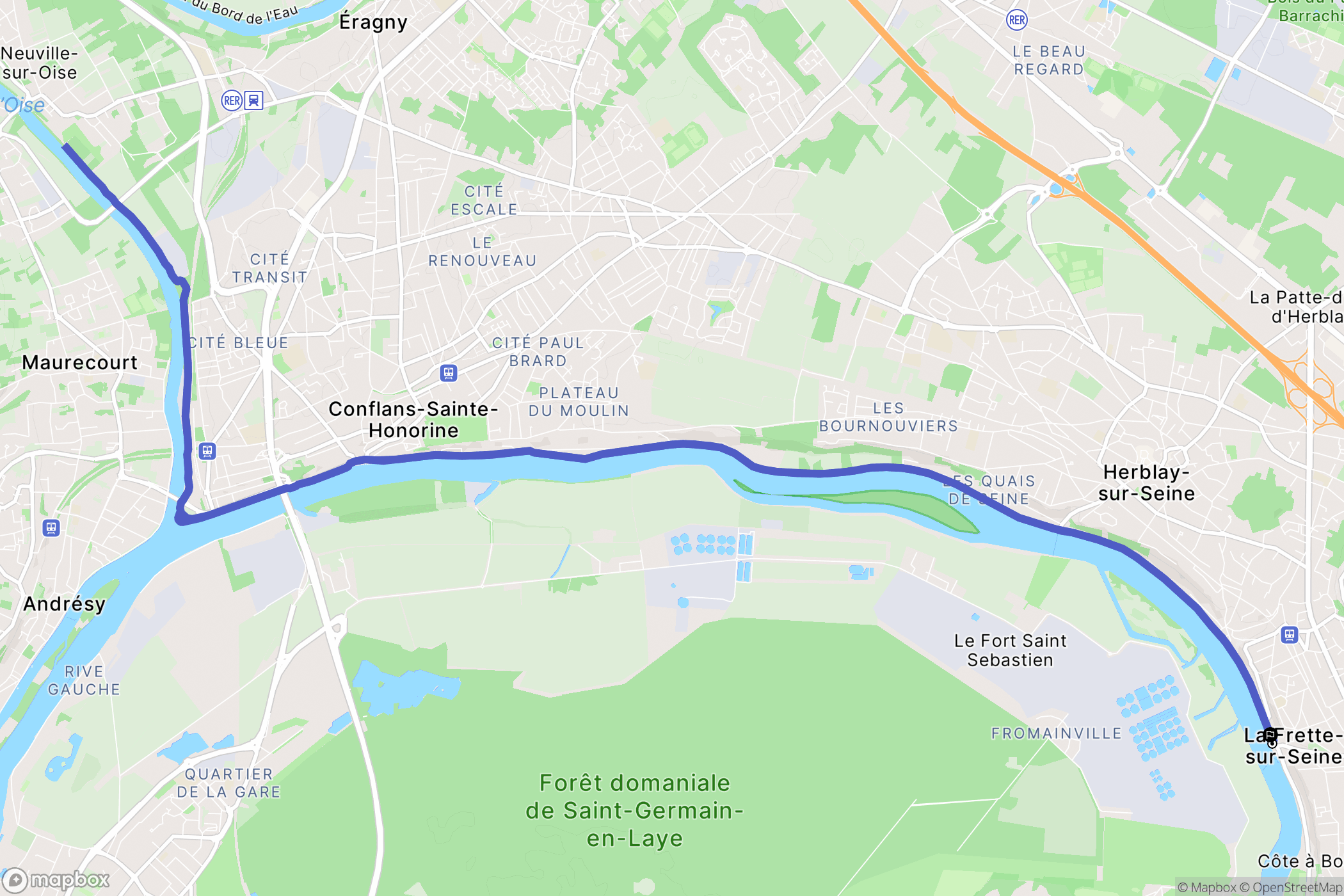 La Frette-sur-Seine : carte du parcours de randonnée - France