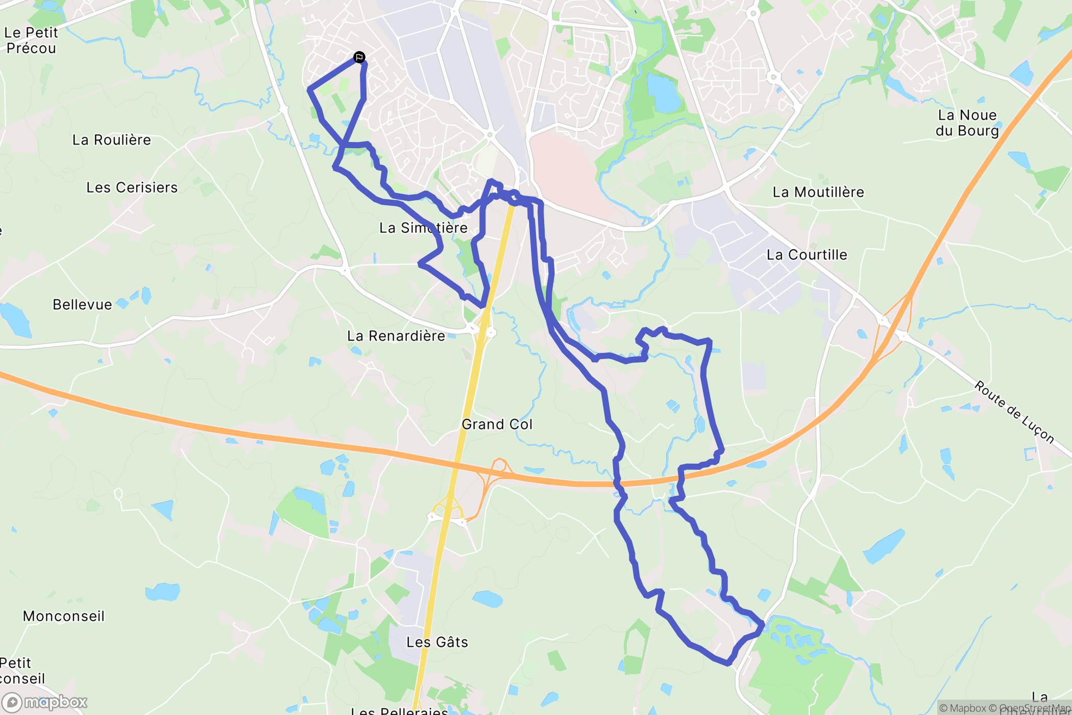 La Roche-sur-Yon : carte du parcours de randonnée - France