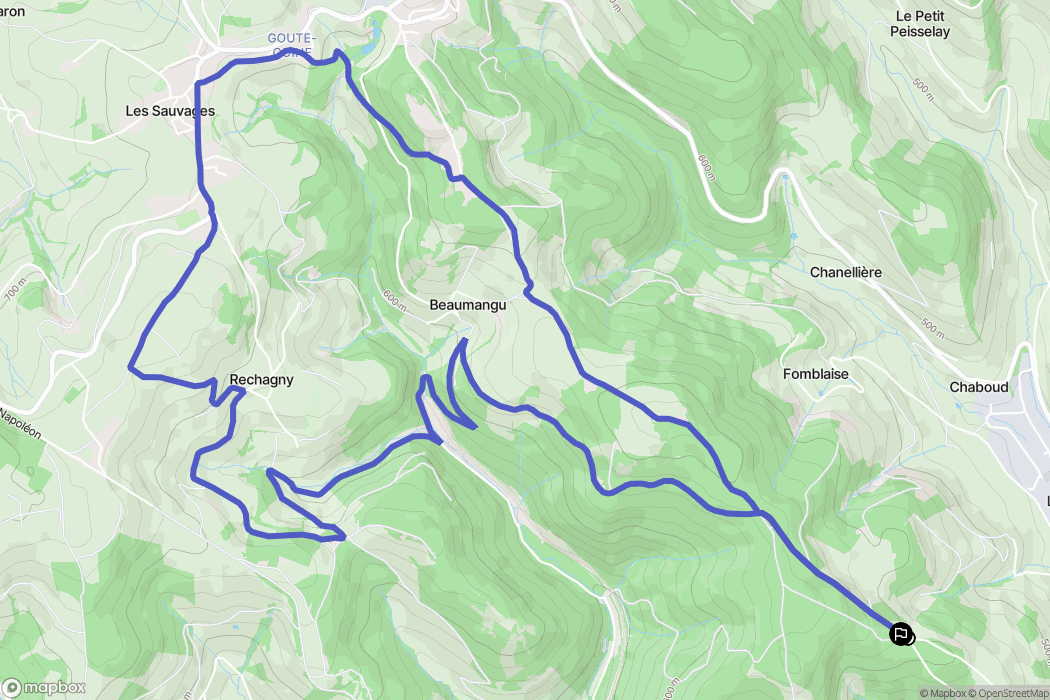 Tarare : carte du parcours de randonnée - France
