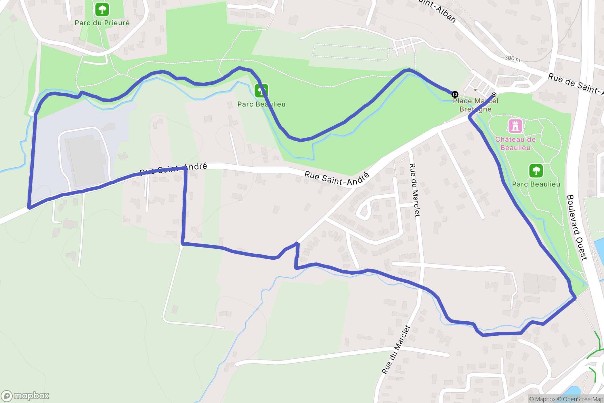 Riorges : carte du parcours de randonnée - France