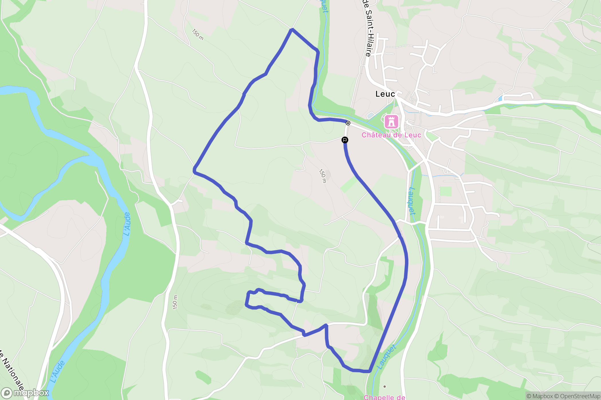 Leuc : carte du parcours de randonnée - France